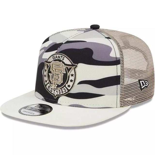 Mens New Era San Francisco Giants Chrome Camo A-Frame 9FIFTY Trucker Snapback Hat Product Image