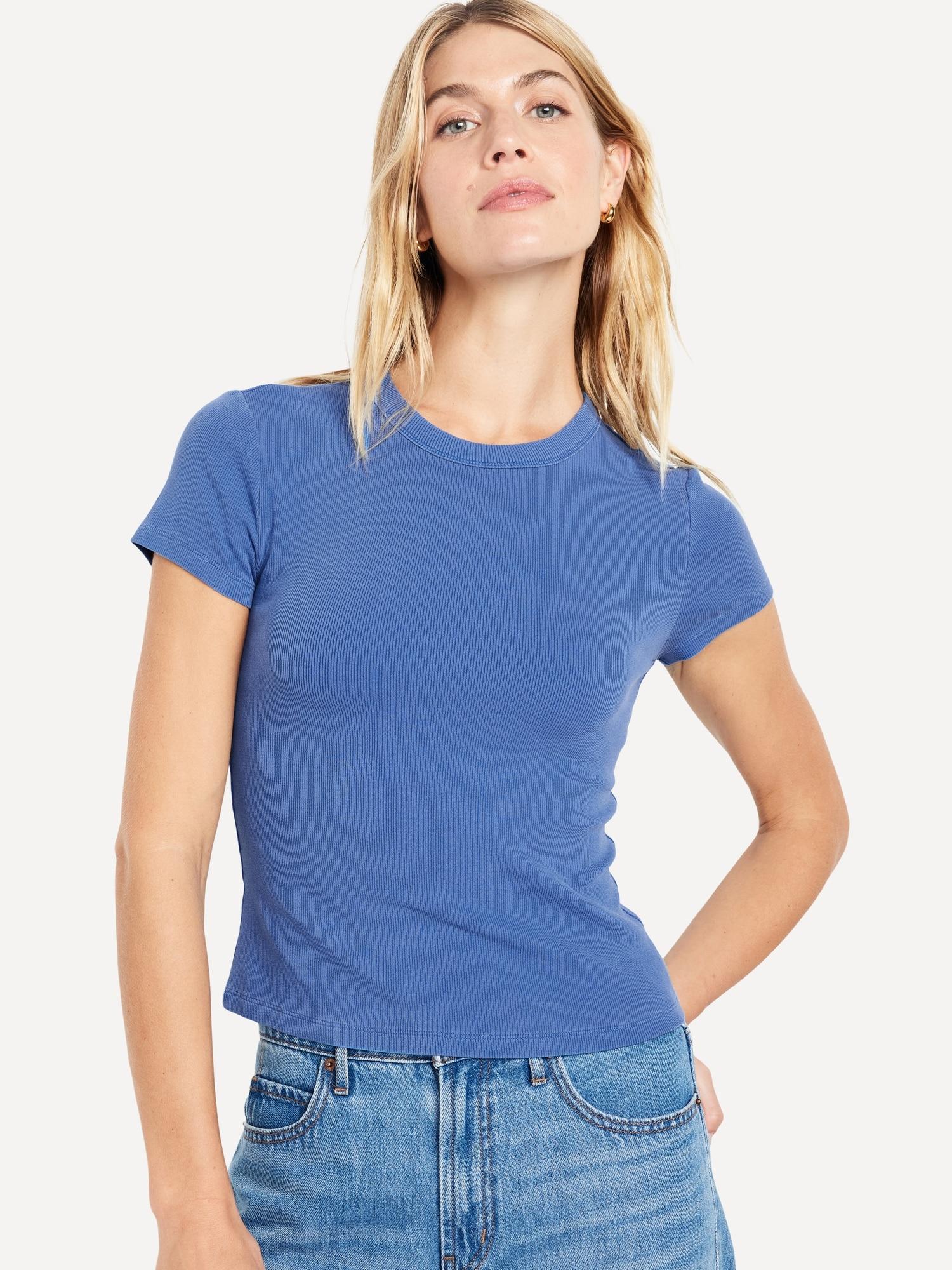 Snug Rib-Knit Cropped T-Shirt for Women Product Image