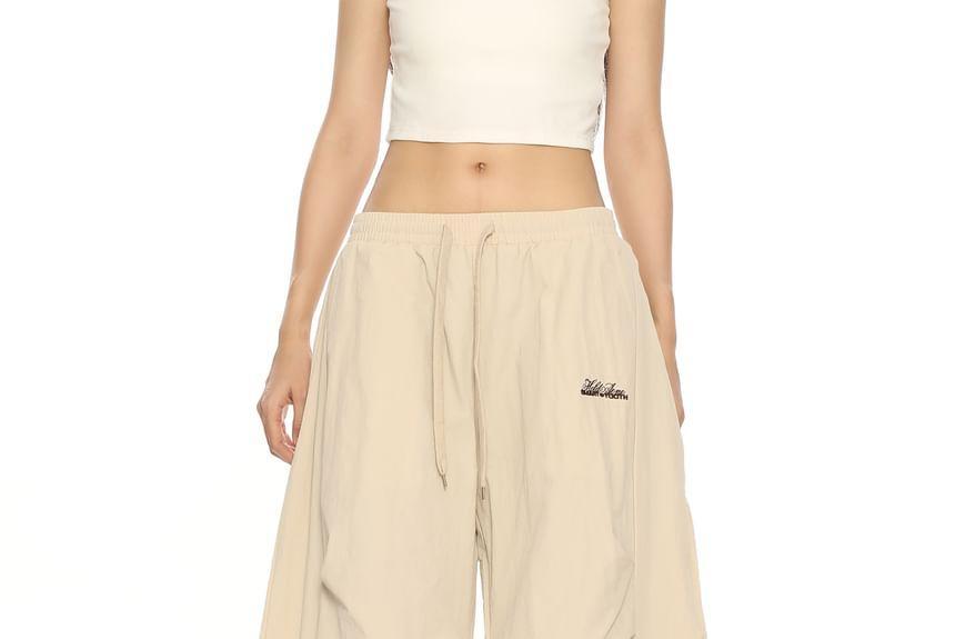 Mid Rise Lettering Wide Leg Pants Product Image