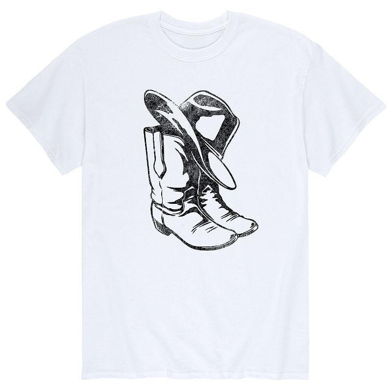 Mens Cowboy Hat Boots Tee Product Image