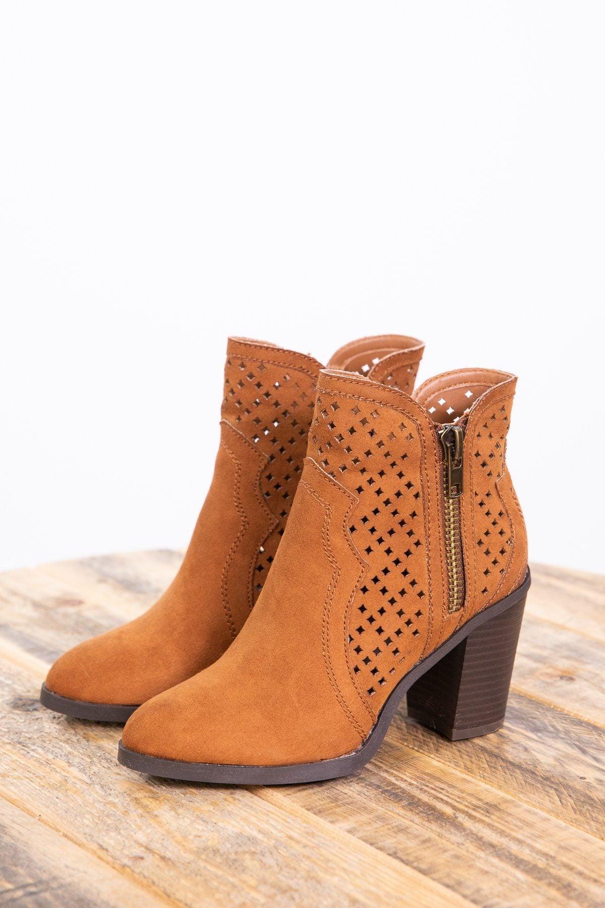 Camel Faux Suede Perforated Detail Bootie product image