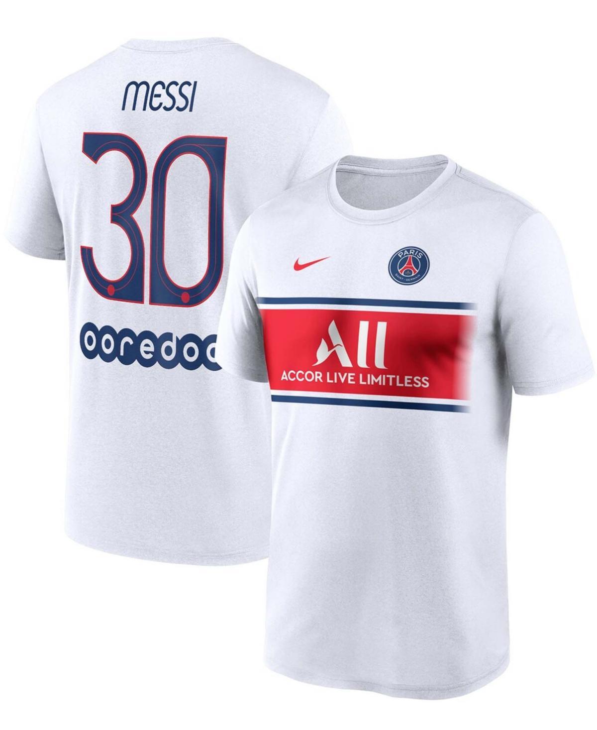 Mens Lionel Messi White Paris Saint-Germain Name and Number Fan Top - White Product Image