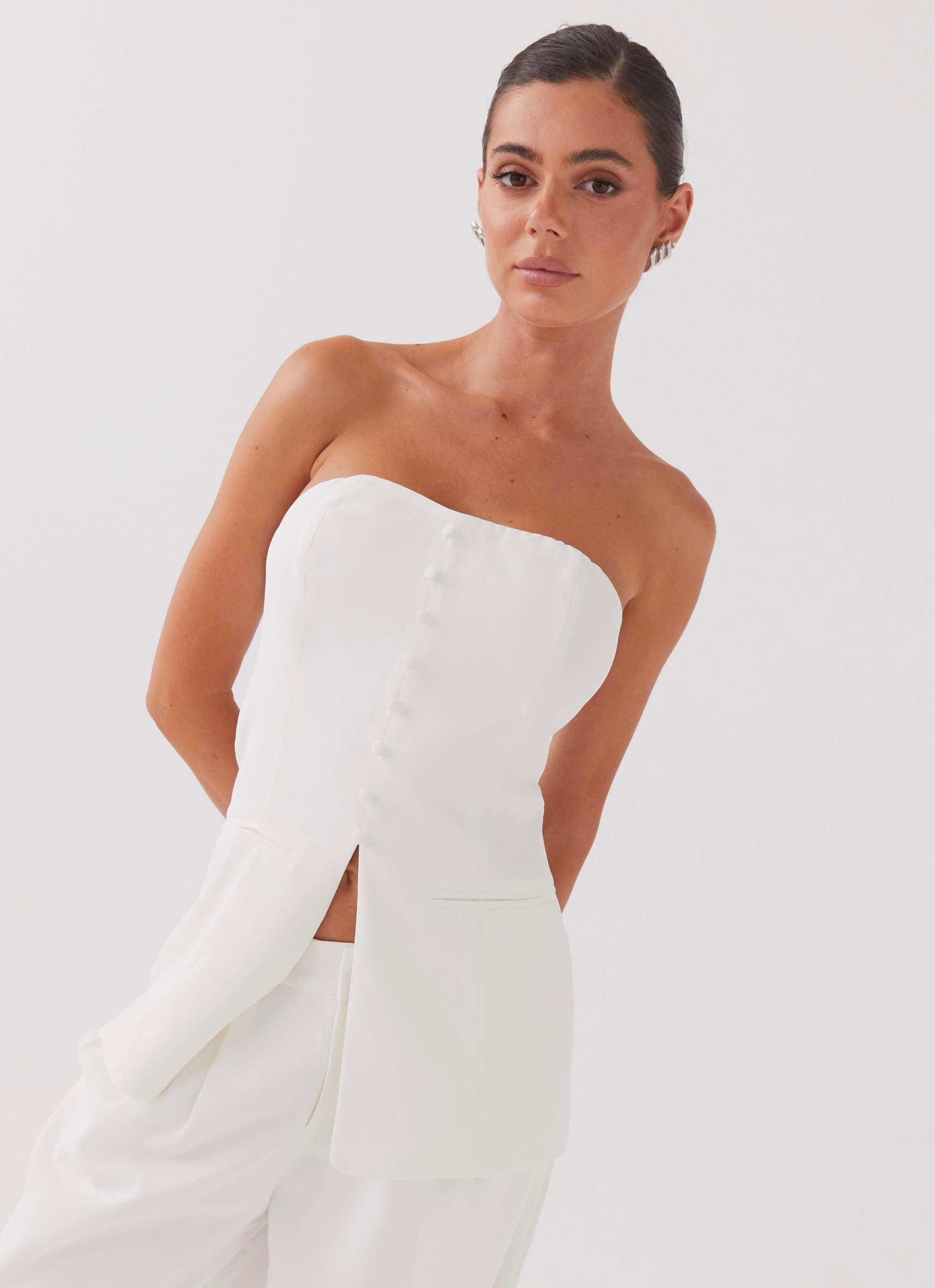 Riveria Tailored Strapless Top - Ivory Product Image