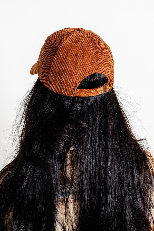 Remember To Smile Corduroy Baseball Cap in Brown Product Image