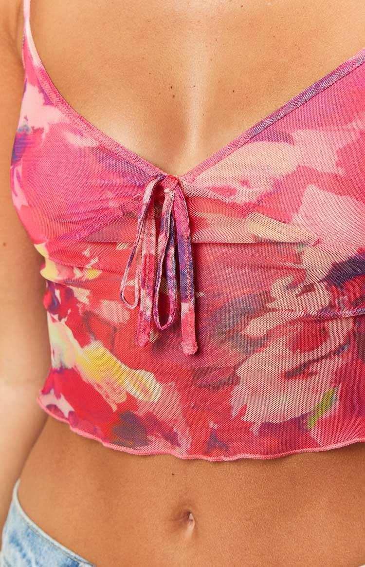 Emz Pink Print Mesh Cami Product Image