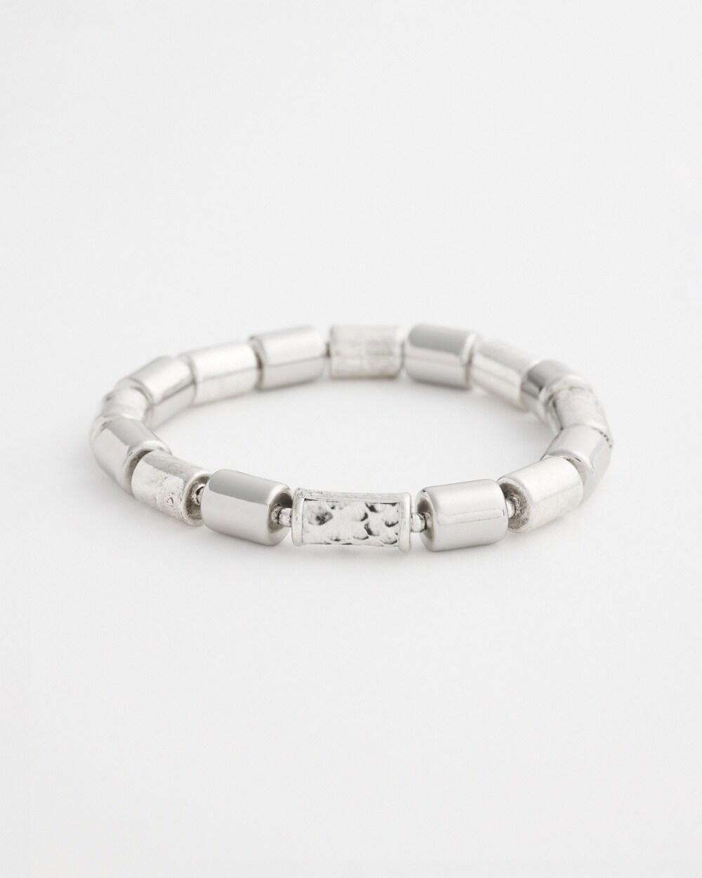 Silver Tone Barrel Stretch Bracelet   Chico's - Silver - Women Product Image