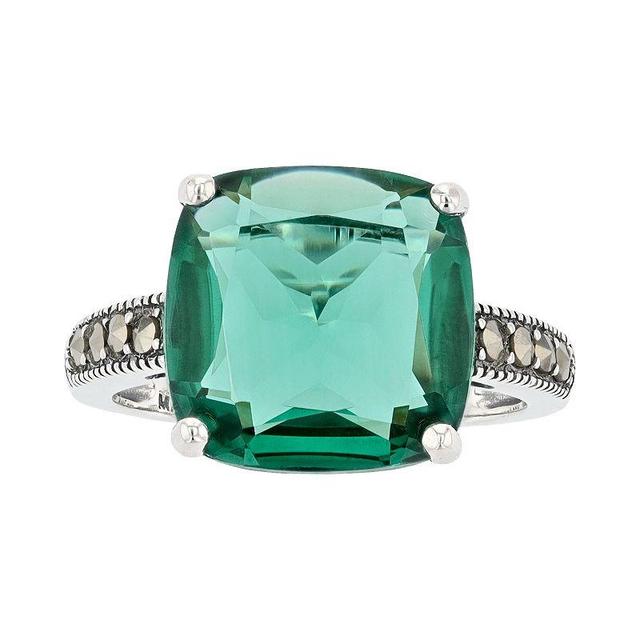 Lavish by TJM Sterling Silver Simulated Green Quartz & Marcasite Statement Ring, Womens Product Image