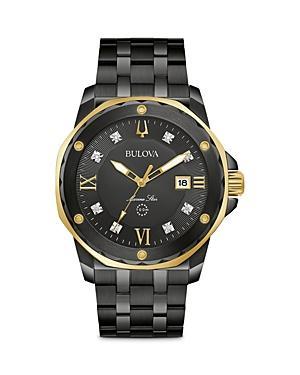 Men's Bulova Marine Star Diamond Accent Tri-Tone Watch with Black Dial (Model: 98D175) Product Image