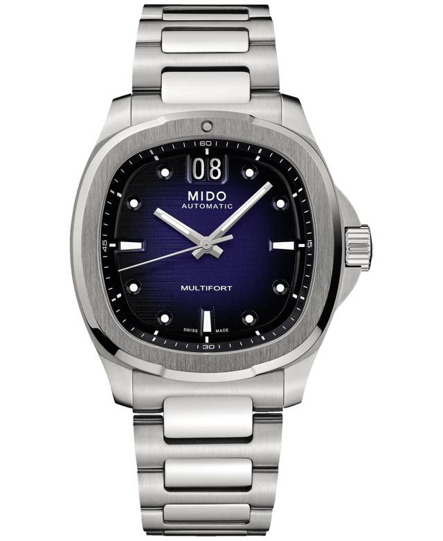 Mido Mens Swiss Automatic Multifort Stainless Steel Bracelet Watch 41mm - Blue Product Image