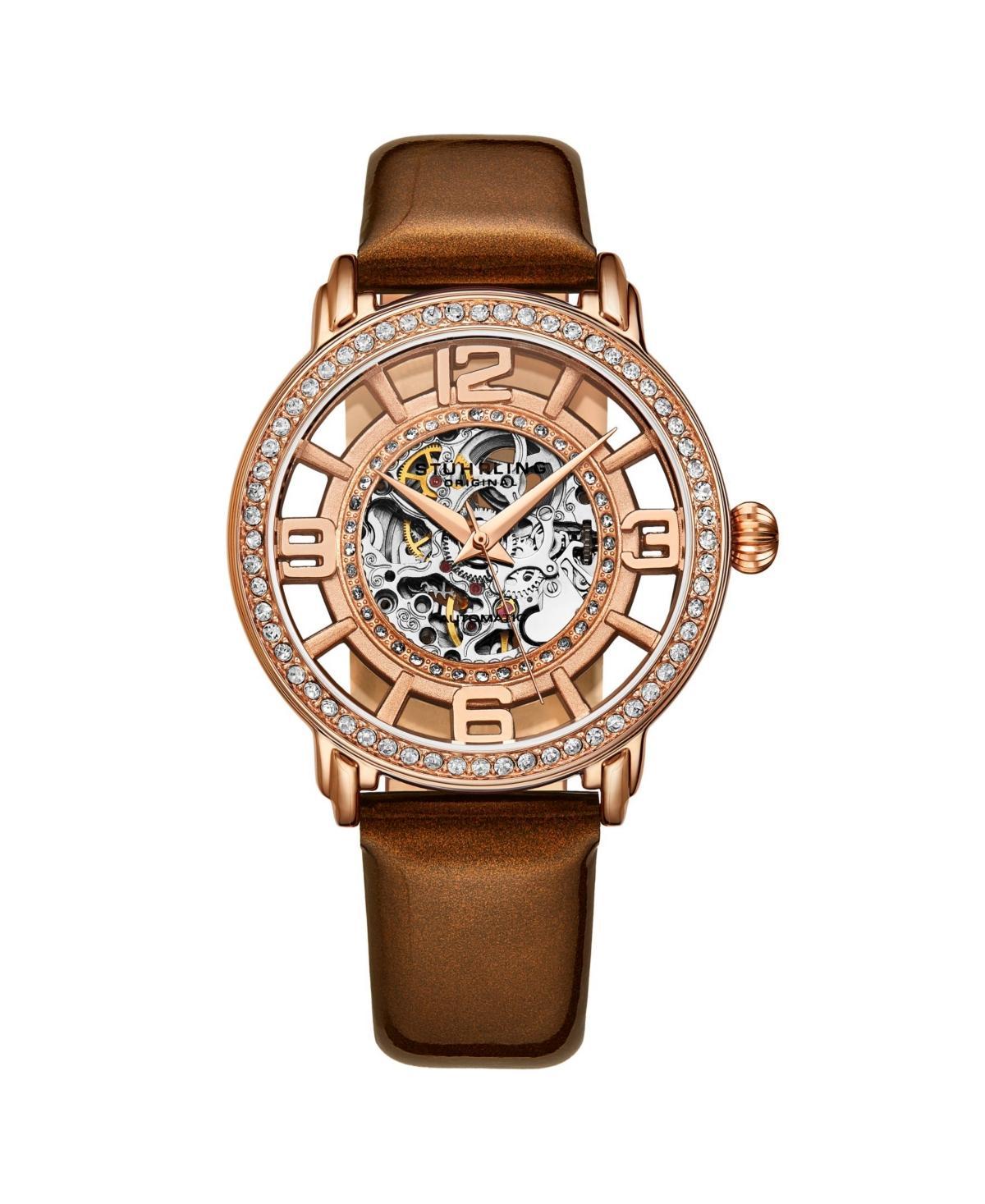 Stuhrling Womens Dark Brown Leather Strap Watch 38mm Product Image