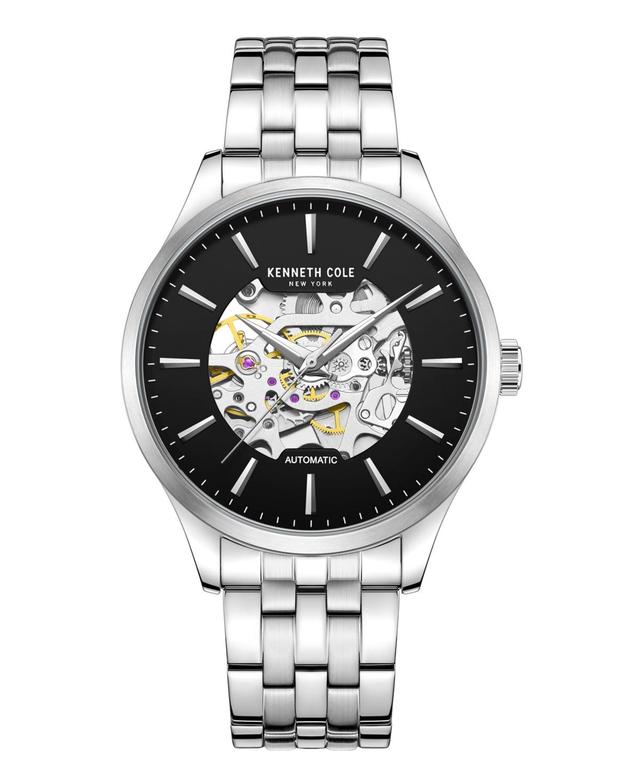 Kenneth Cole New York Mens Automatic Silver-Tone Stainless Steel Watch 42mm - Silver Product Image