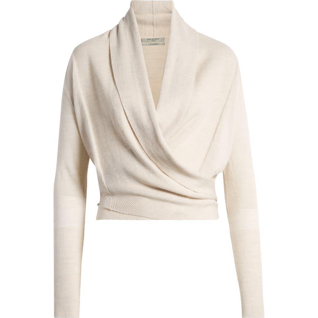 Wasson Rib Open Front Wool Cardigan In Sand Beige Product Image