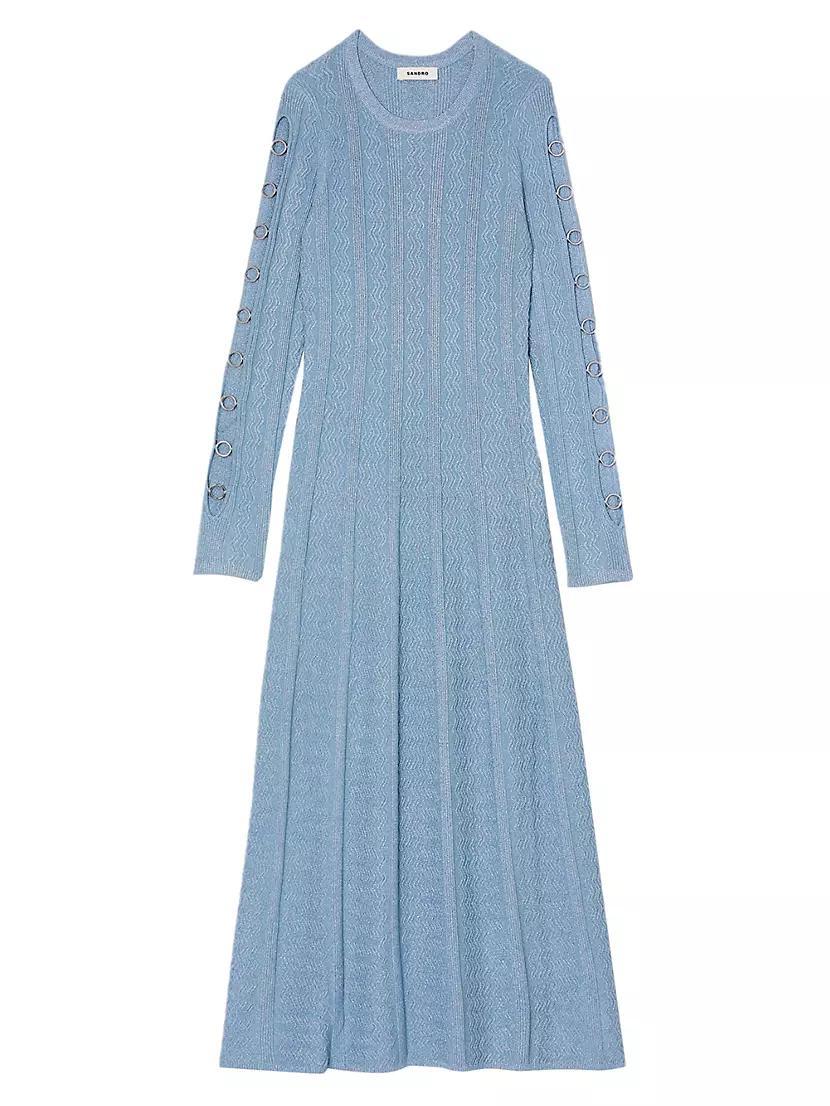 Long-Sleeved Knit Midi Dress Product Image