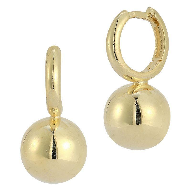 Sunkissed Sterling Sterling Silver Ball Drop Huggie Earrings, Womens, Gold Tone Product Image