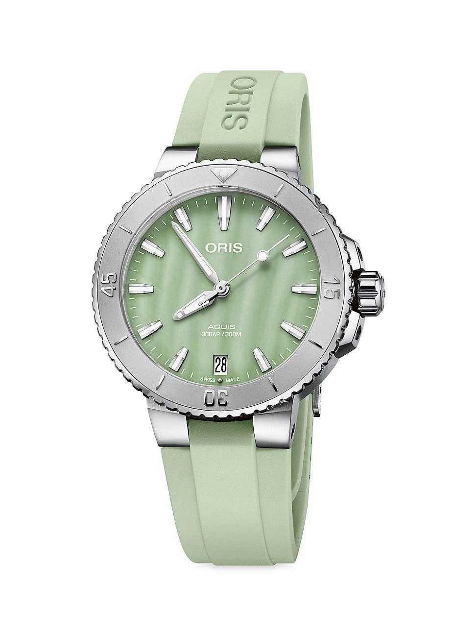 Womens Aquis Stainless Steel, Mother-Of-Pearl & Rubber Watch Product Image