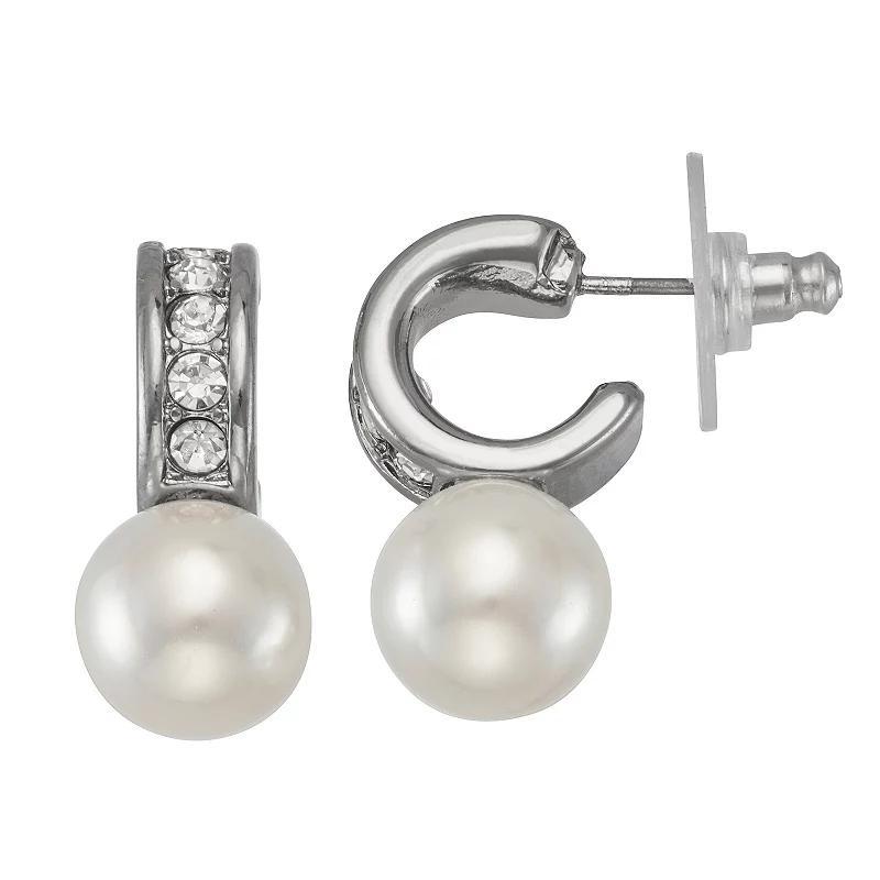 Simply Vera Vera Wang Simulated Pearl C Hoop Drop Earrings, Womens, White Product Image