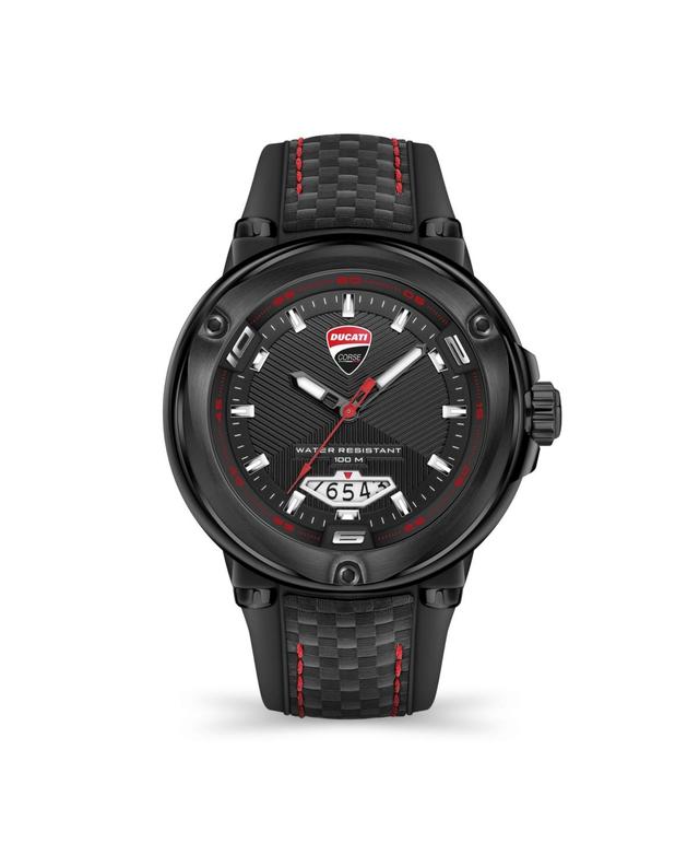 Ducati Corse Mens Partenza Black Silicone Strap Watch 49mm - Black Product Image