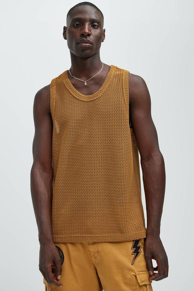 Open Knit Sweater Tank - Camel Product Image