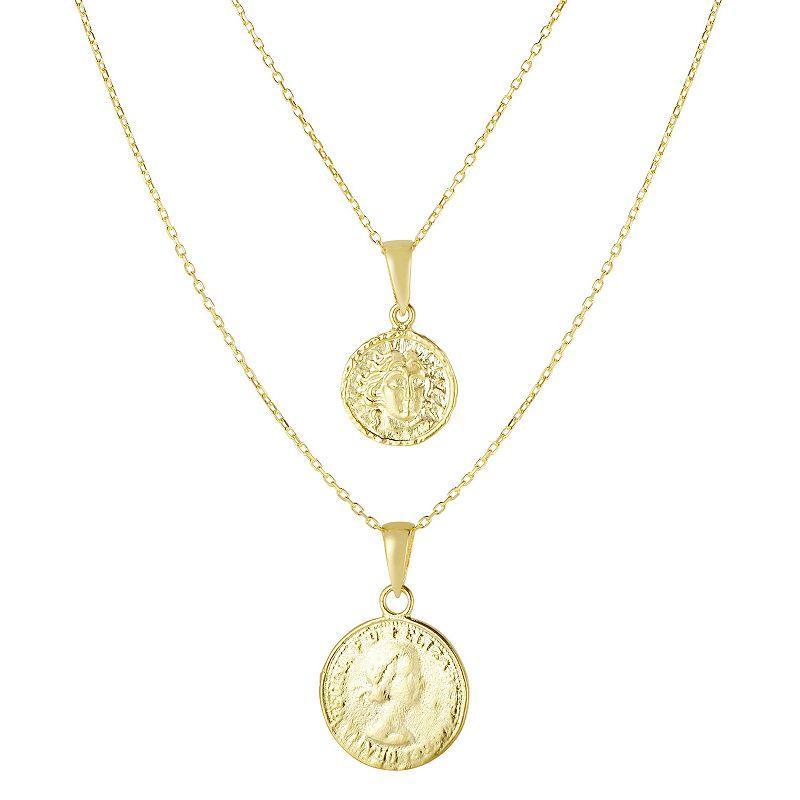 Sunkissed Sterling 14k Gold Over Silver Coin Necklace Set, Womens Gold Tone Product Image