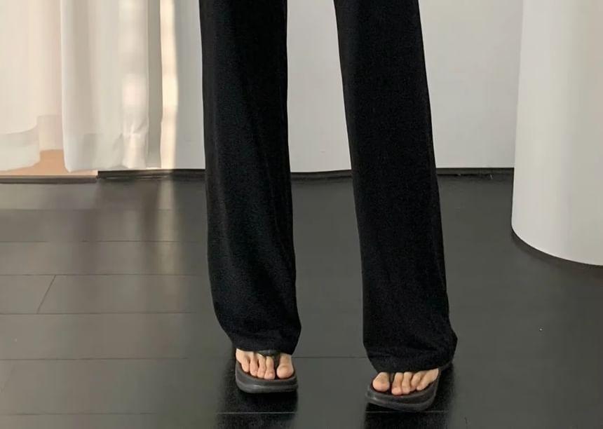 High Rise Plain Wide Leg Pants Product Image