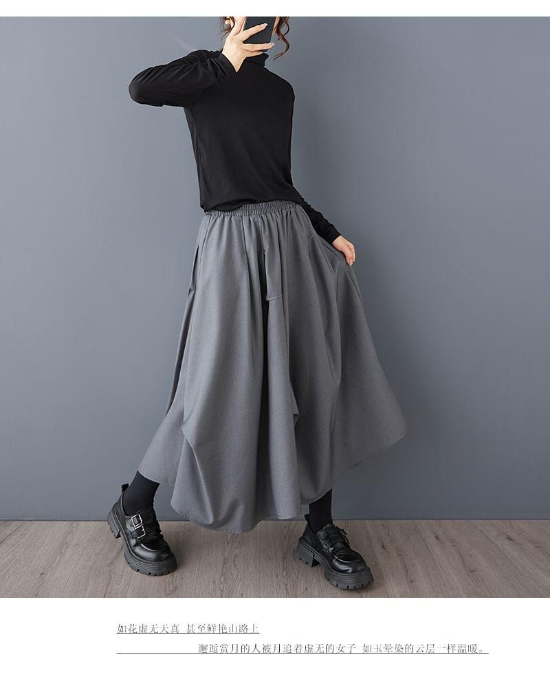 High Rise Asymmetrical Plain Maxi A-Line Skirt Product Image