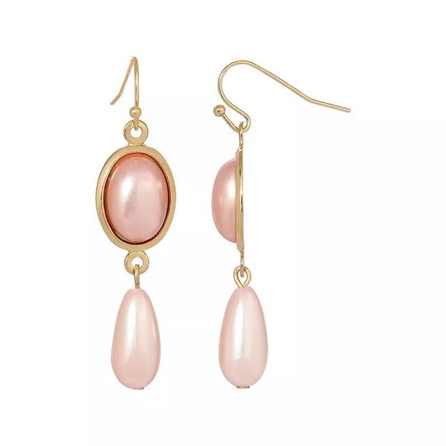 1928 Pink Pearl Drop Earrings, Womens Product Image