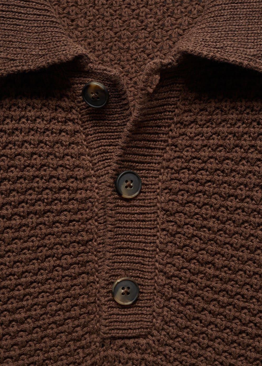 MANGO MAN - Braided knit polo shirt tobacco brownMen Product Image