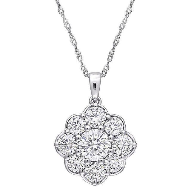 Stella Grace 10k White Gold Lab-Created Moissanite Floral Pendant Necklace, Womens Product Image