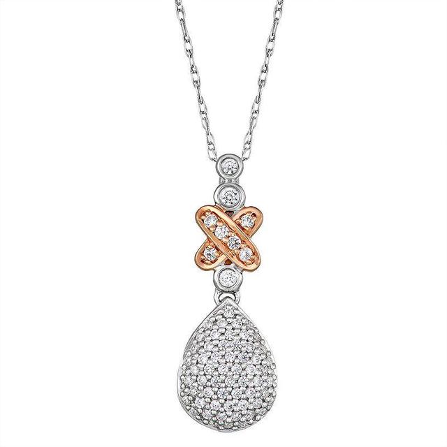 Two Tone 10k Gold 1/3 Carat T.W. Diamond Drop Pendant Necklace, Womens 10k Two Tone Product Image