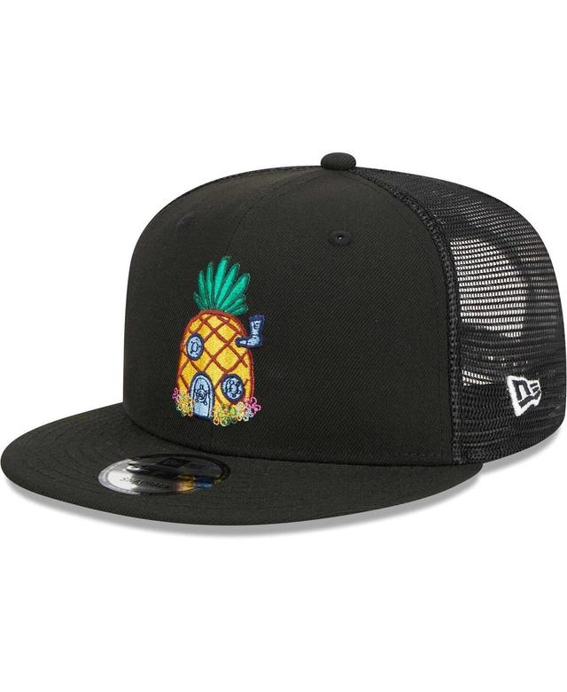 Mens New Era Black SpongeBob SquarePants Pineapple Trucker 9FIFTY Snapback Hat Product Image