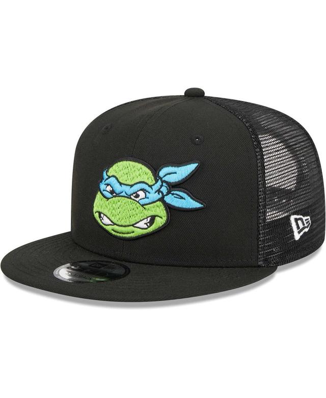 Mens New Era Black Teenage Mutant Ninja Turtles Angry Leonardo Trucker 9FIFTY Snapback Hat Product Image