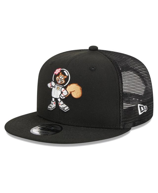 Mens New Era Black SpongeBob SquarePants Sandy Cheeks Trucker 9FIFTY Snapback Hat Product Image