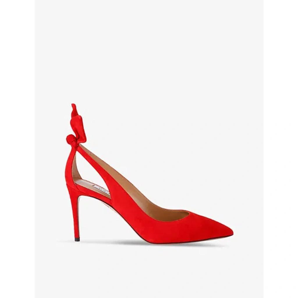 AQUAZZURA Red Suede Bow Tie Pump 85 Pumps Product Image