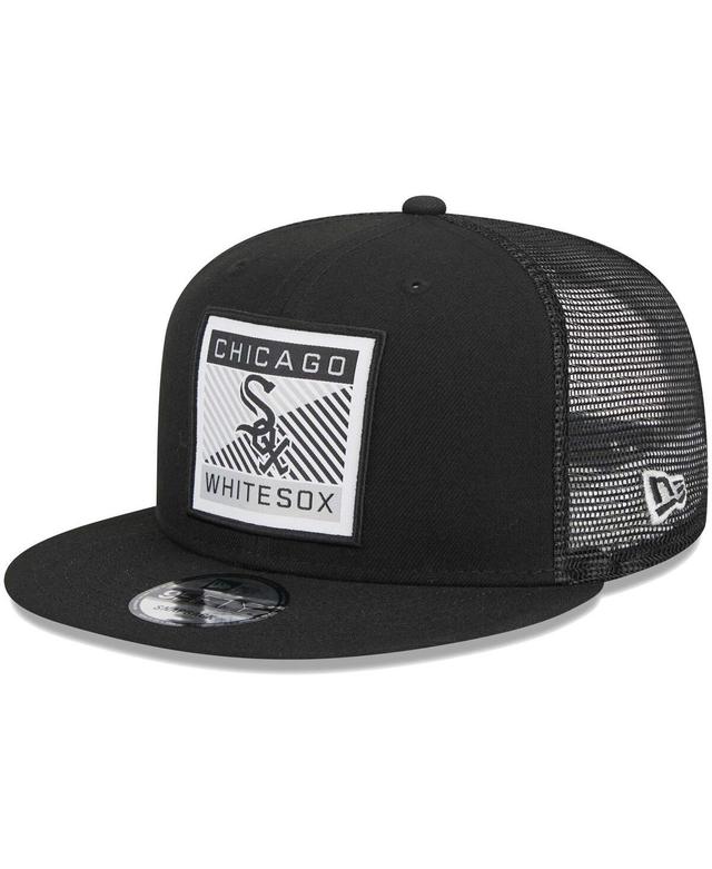 Mens New Era Black Chicago White Sox Scratch Squared Trucker 9FIFTY Snapback Hat Product Image