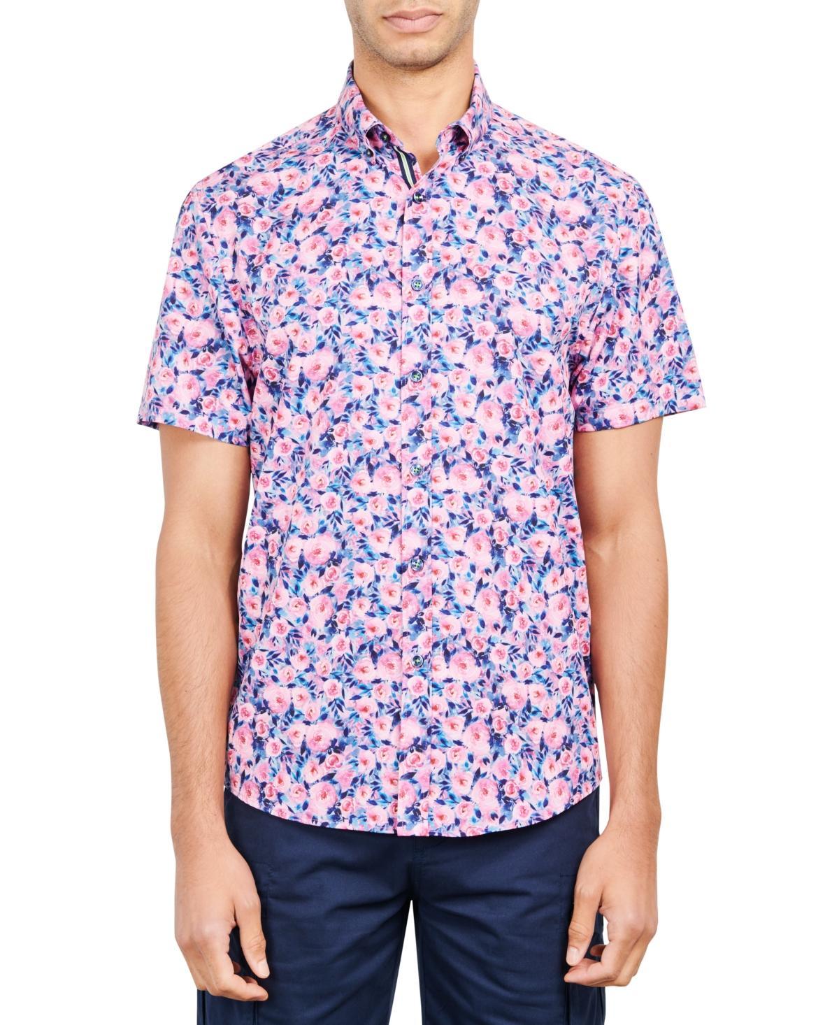 Society of Threads Mens Slim-Fit Performance Stretch Floral Print Short-Sleeve Button-Down Shirt Product Image