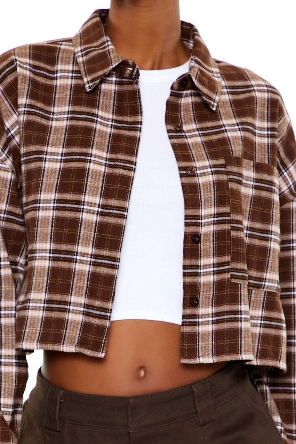 Cropped Flannel Plaid Shirt | Forever 21 Product Image