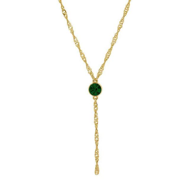 1928 Gold Tone Crystal Y-Necklace, Womens, Green Product Image