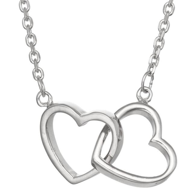 Tiara Sterling Interlocking Double Heart Chain Necklace Product Image