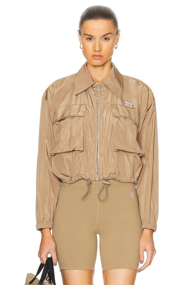 Miu Miu Cropped Jacket in Tan Product Image