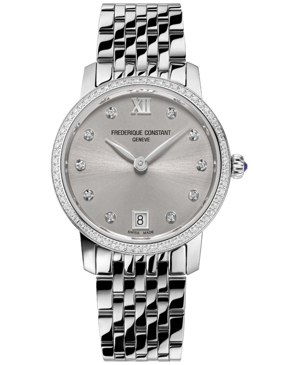 Frederique Constant Womens Swiss Classic Slimline (5/8 ct. t.w.) Stainless Steel Bracelet Watch 30mm Product Image