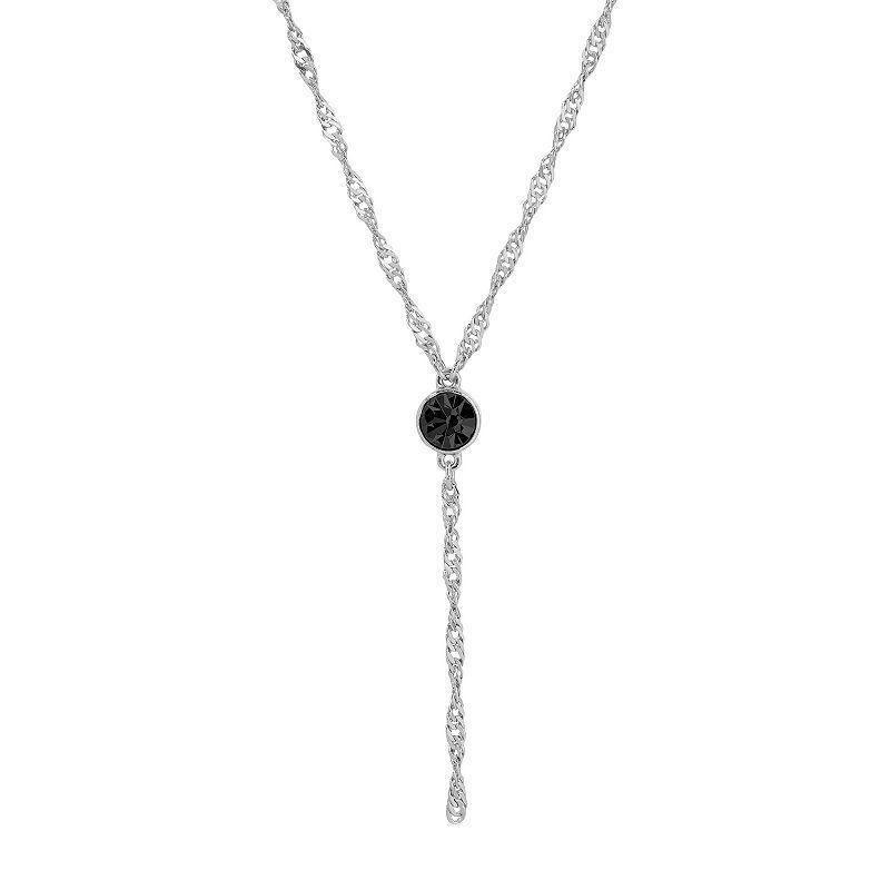 1928 Silver Tone Crystal Chain Y-Necklace, Womens, Black Product Image