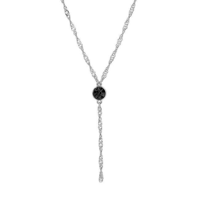 1928 Silver Tone Crystal Chain Y-Necklace, Womens, Black Product Image