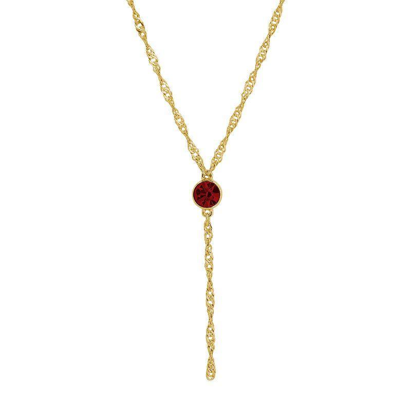 1928 Gold Tone Crystal Y-Necklace, Womens, Red Product Image