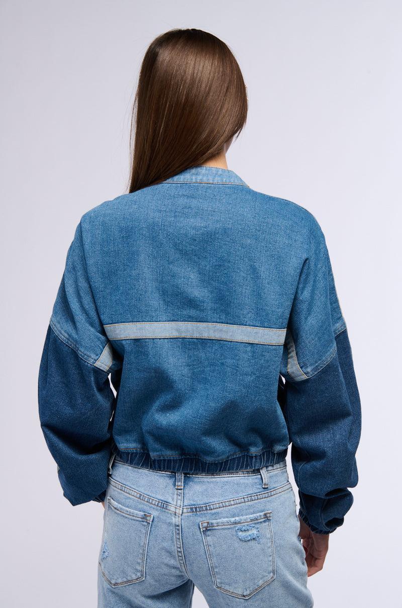 AUBREY DENIM PULL OVER SWEATSHIRT Product Image