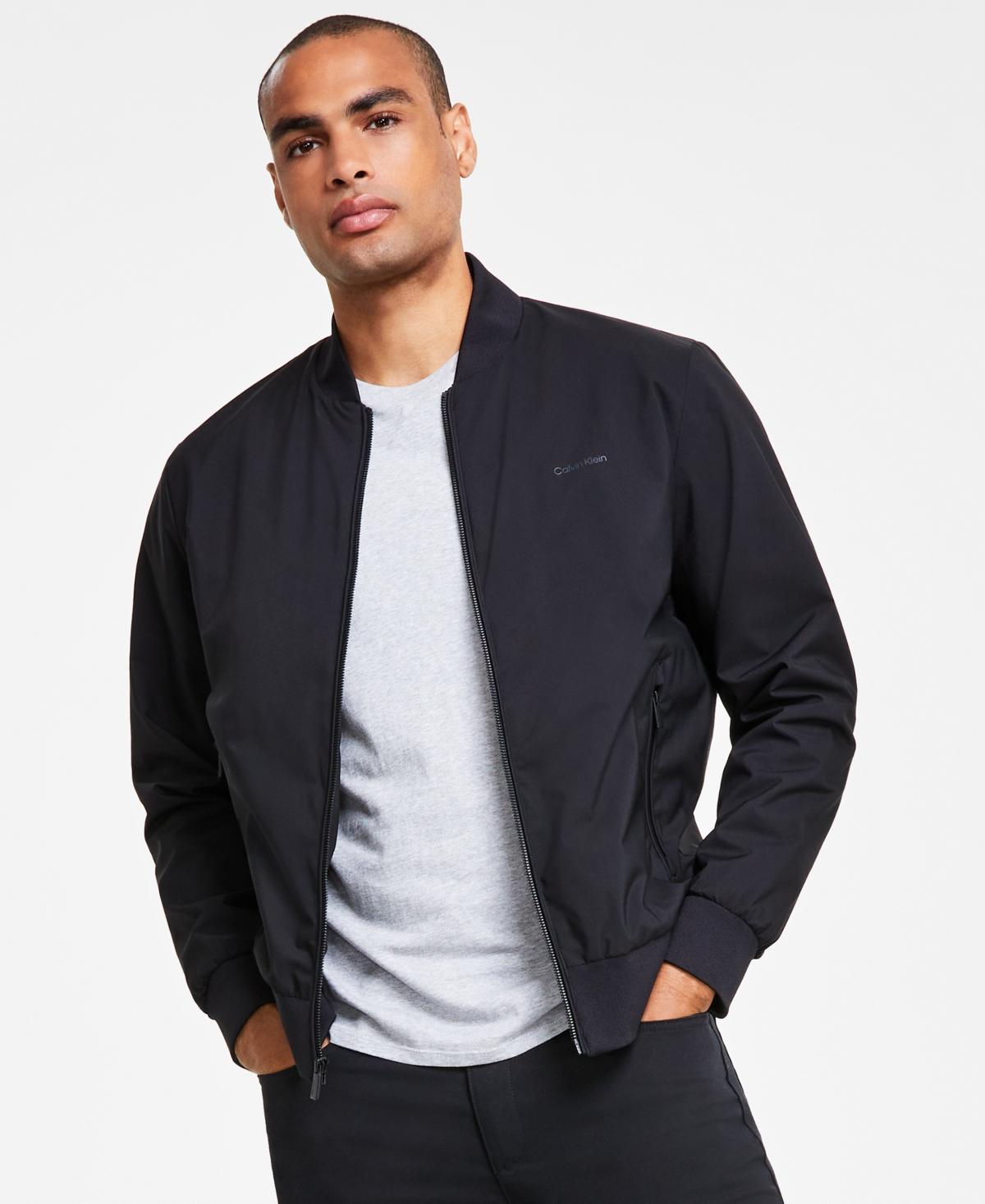 Calvin Klein Mens Logo-Print Matte Bomber Jacket Product Image