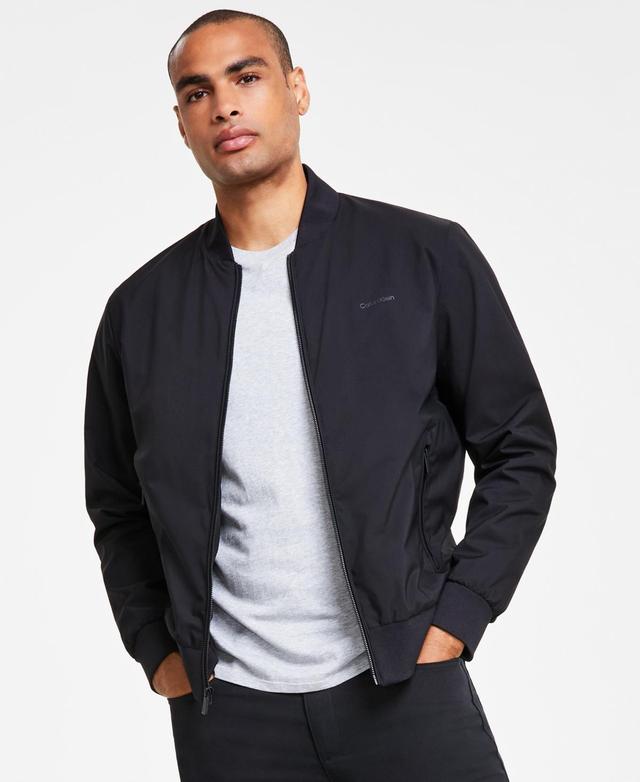 Calvin Klein Mens Logo-Print Matte Bomber Jacket Product Image