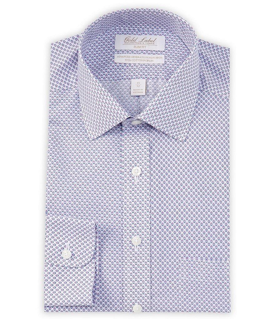 Gold Label Roundtree & Yorke Slim Fit Non-Iron Spread Collar Printed Dress Shirt Product Image