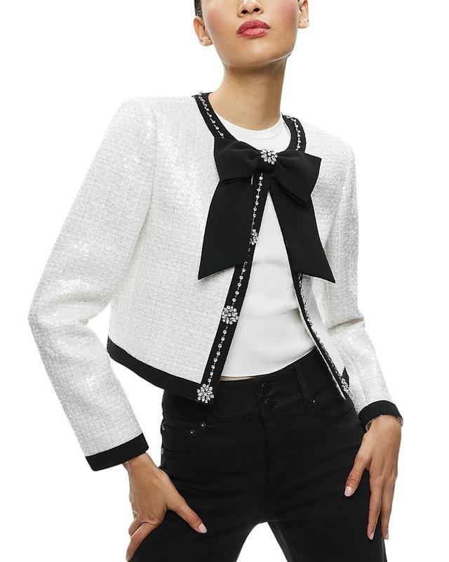 Alice + Olivia Gwyneth Rhinestone Detail Tweed Jacket Product Image