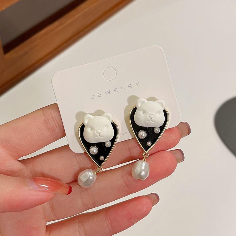 Bear Faux Pearl Alloy Drop Earring Product Image