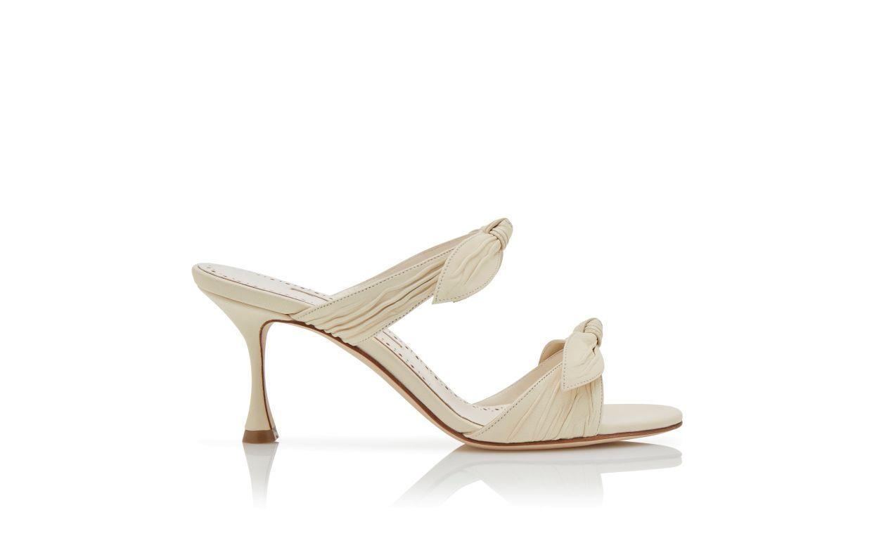 LOLLO Cream Nappa Leather Bow Detail Mules Product Image